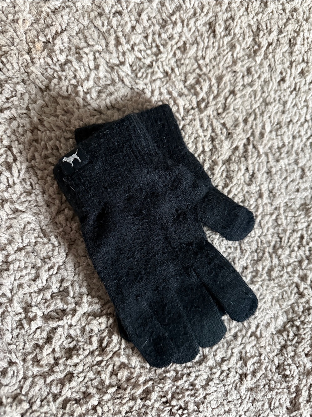 PINK Black Knit Gloves